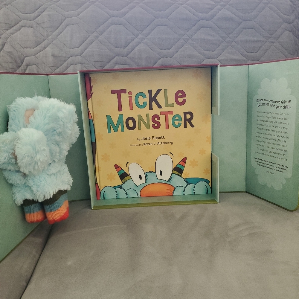 Josie Bisset Tickle monster laughter kit. Book and mittens